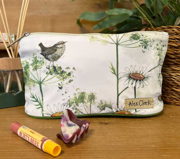 Wren and Cow Parsley Makeup Bag